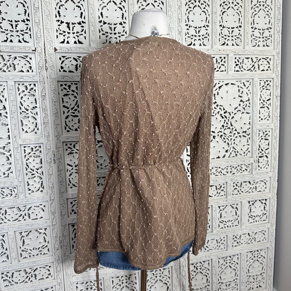 Anthropologie Ryu Tan Lace Boho Coquette Lace Tie Front Open Cardigan Sz Small - Picture 5 of 9